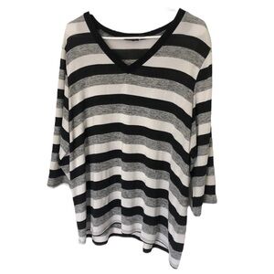 Effortless Style striped V neck long sleeve top